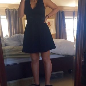 Aqua Black Scalloped Dress